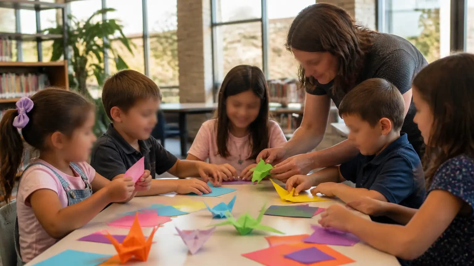 Library invites kids to fold paper at Origami Jam