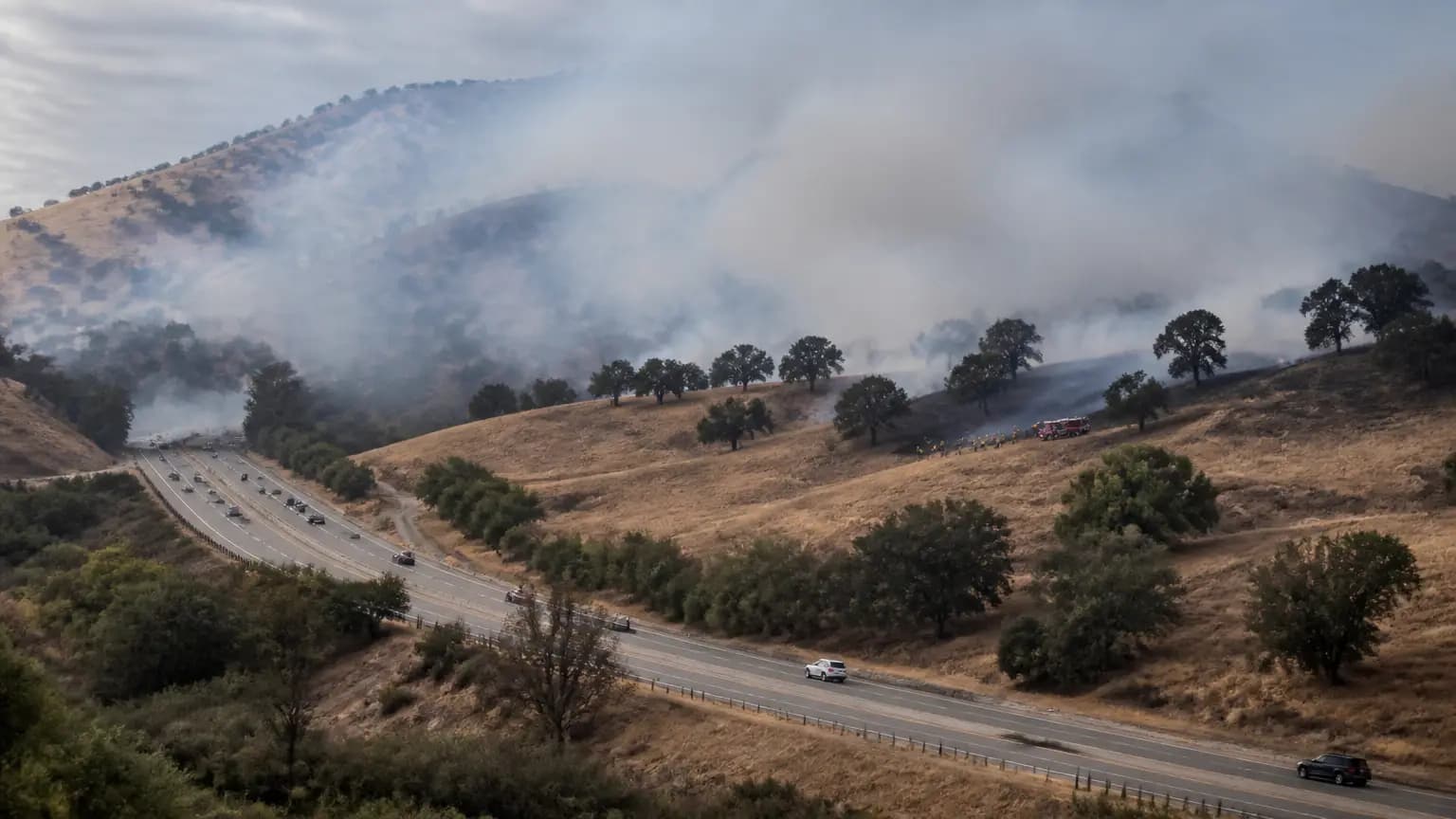 Vehicle fire on the Cuesta Grade, 40 acres burned