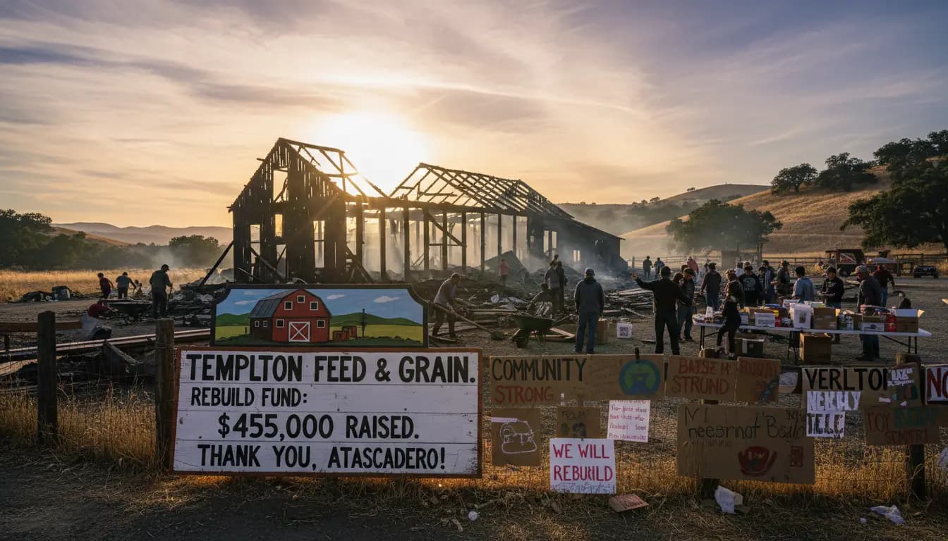 Charges filed for Templeton Feed and Grain fire as community raises $455K to rebuild
