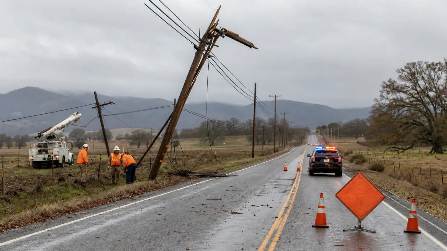 Crash downs power lines near Los Osos, blocks access to San Luis Obispo