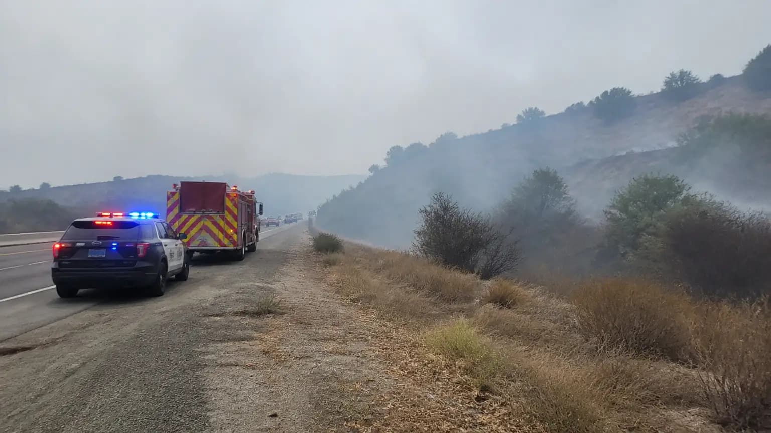 Fire in Highway 101 Medium Closes Lanes West of Goleta