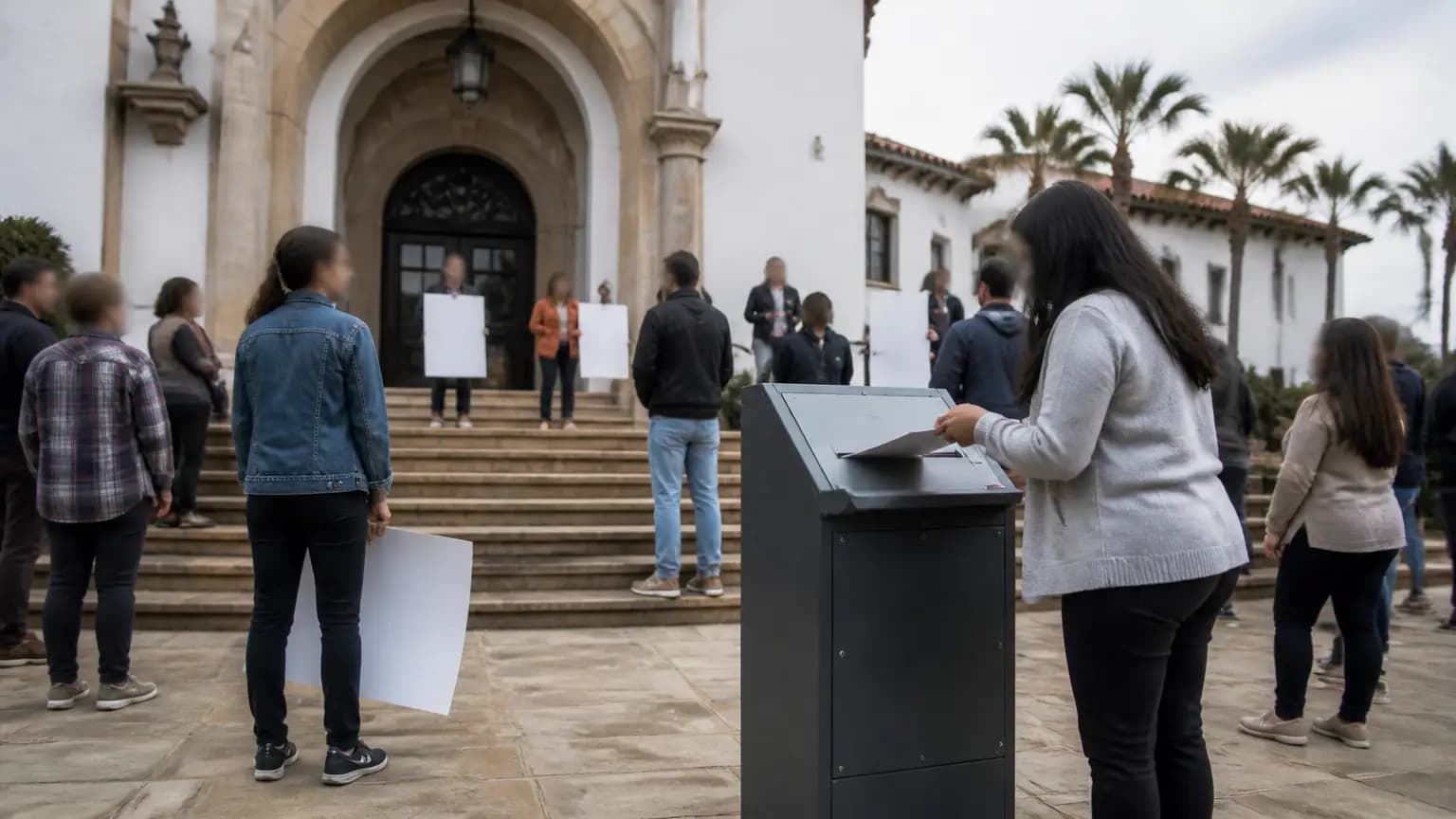 No Kings Rally in Santa Barbara Pays a Visit to a Ballot Box