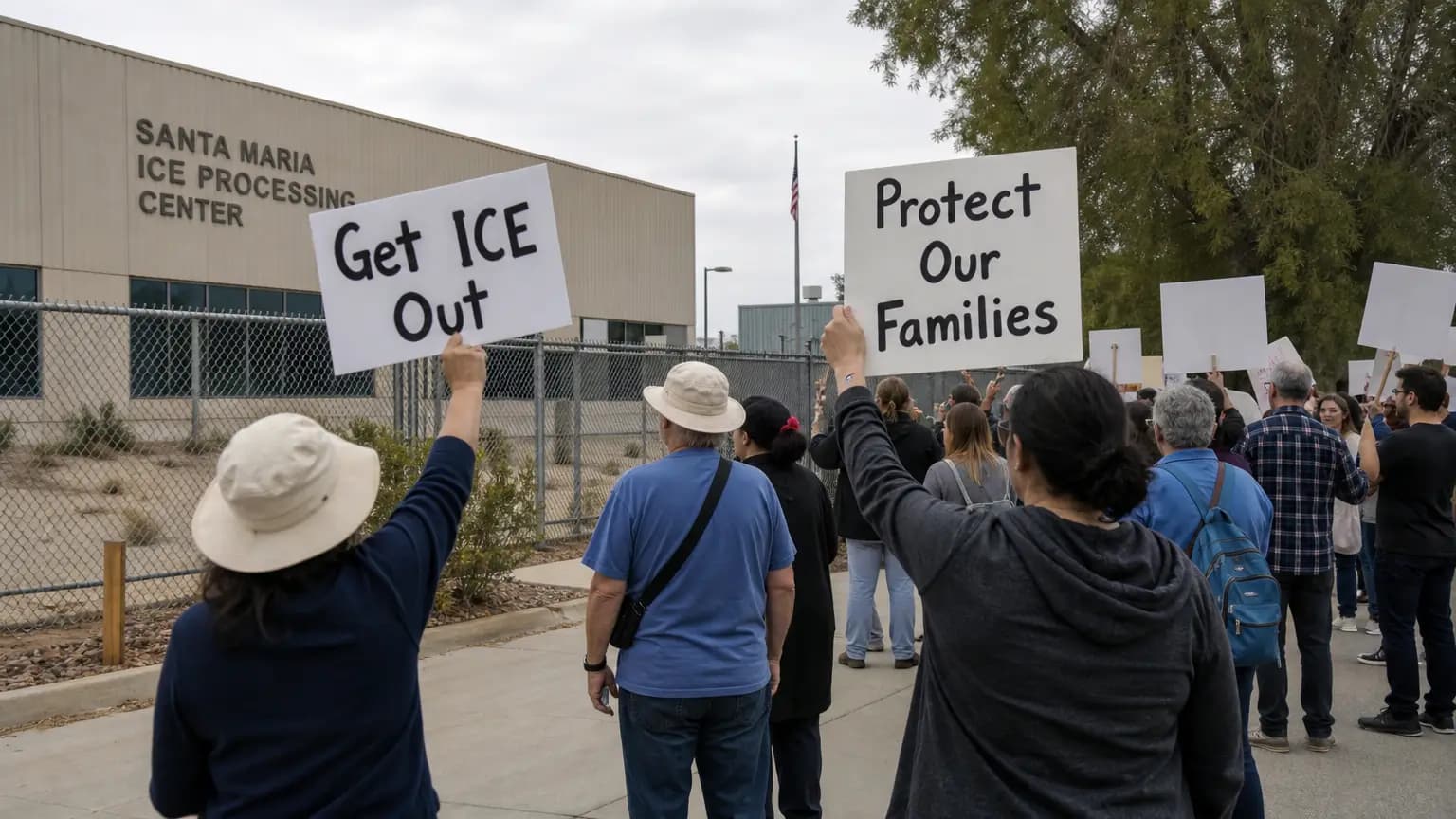 Protesters Rally Against Santa Maria ICE Center, Ongoing Raids