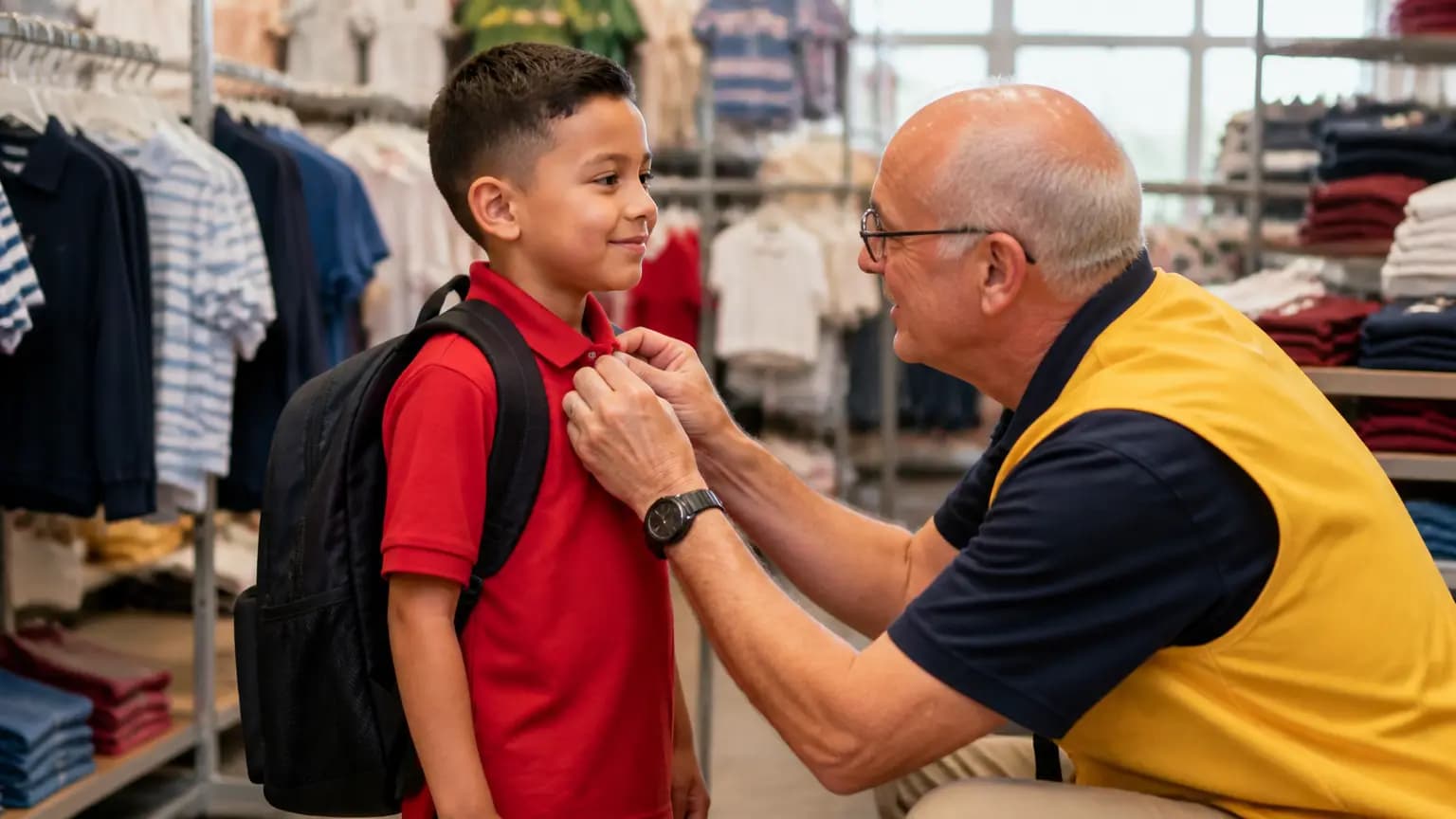 Rotary and Kiwanis Club Members Help Kids Get Ready for School