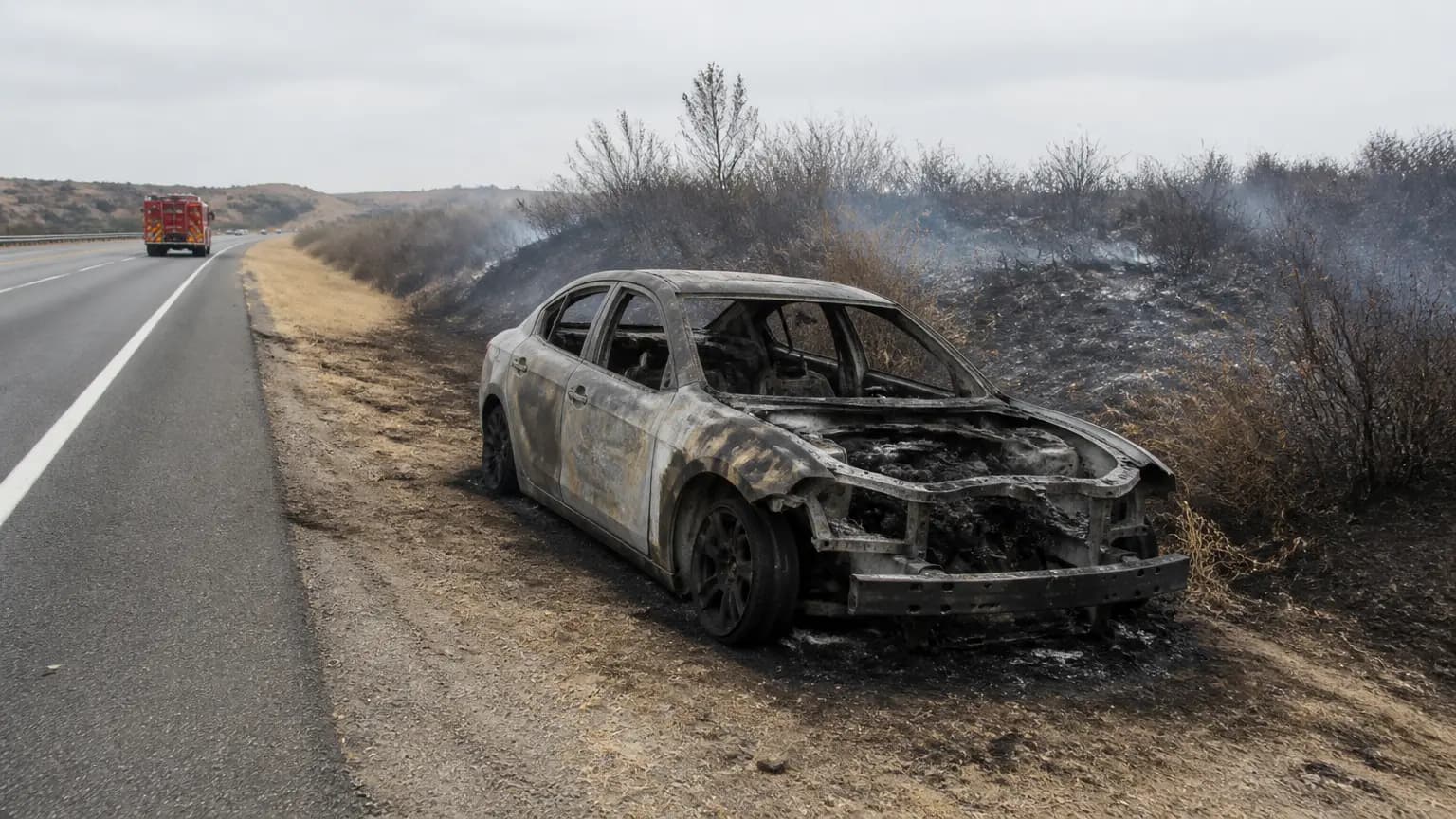 Vehicle Fire Spreads to Nearby Vegetation in Orcutt East of Highway 101